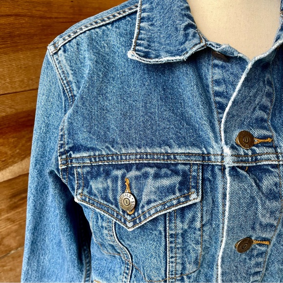 Vintage 90s Men’s Blue Denim Trucker Jeans Jacket Long Sleeved Button Front - Picture 4 of 9